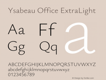 Ysabeau Office ExtraLight Version 2.002; featfreeze: tnum,lnum,ss02图片样张