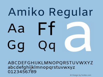 Amiko Regular Version 1.001; ttfautohint (v1.3)图片样张