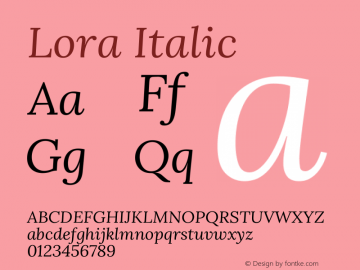 Lora Italic Version 3.008图片样张