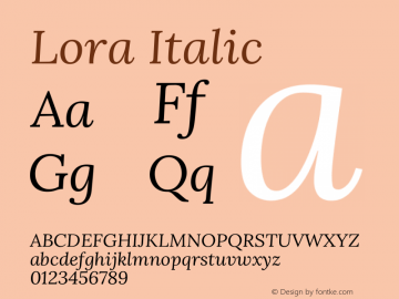 Lora Italic Version 3.008图片样张
