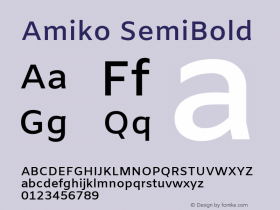 Amiko SemiBold Version 1.001; ttfautohint (v1.3)图片样张