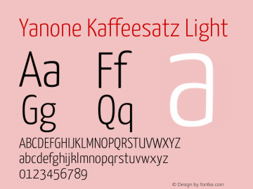Yanone Kaffeesatz Light Version 2.003图片样张