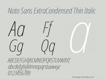 Noto Sans ExtraCondensed Thin Italic Version 2.013图片样张