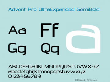 Advent Pro UltraExpanded SemiBold Version 3.000图片样张