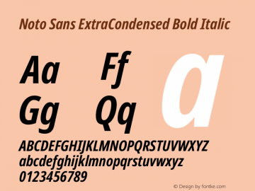 Noto Sans ExtraCondensed Bold Italic Version 2.013图片样张