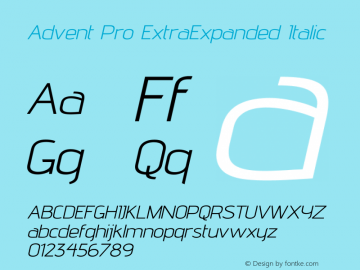 Advent Pro ExtraExpanded Italic Version 3.000图片样张