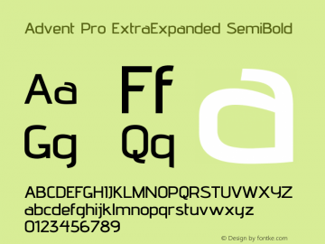 Advent Pro ExtraExpanded SemiBold Version 3.000图片样张