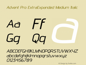 Advent Pro ExtraExpanded Medium Italic Version 3.000图片样张
