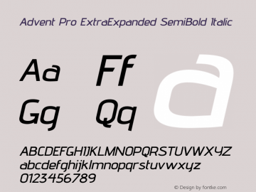 Advent Pro ExtraExpanded SemiBold Italic Version 3.000图片样张