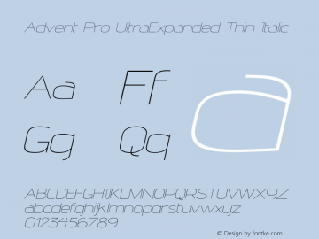 Advent Pro UltraExpanded Thin Italic Version 3.000图片样张