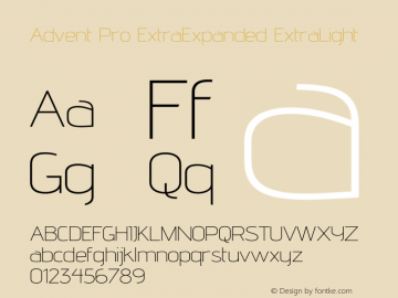 Advent Pro ExtraExpanded ExtraLight Version 3.000图片样张