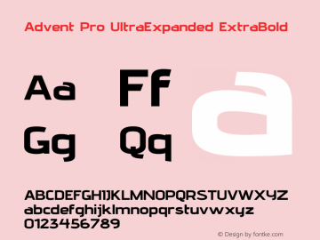Advent Pro UltraExpanded ExtraBold Version 3.000图片样张