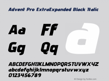 Advent Pro ExtraExpanded Black Italic Version 3.000图片样张