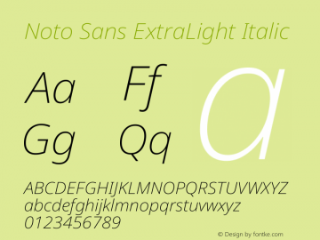 Noto Sans ExtraLight Italic Version 2.013图片样张