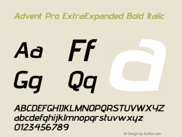 Advent Pro ExtraExpanded Bold Italic Version 3.000图片样张