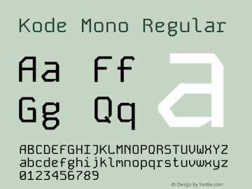Kode Mono Regular Version 1.206;gftools[0.9.28]图片样张