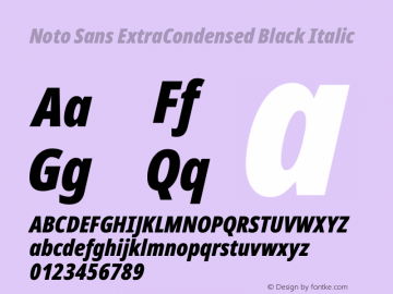 Noto Sans ExtraCondensed Black Italic Version 2.013图片样张