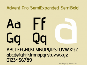 Advent Pro SemiExpanded SemiBold Version 3.000图片样张