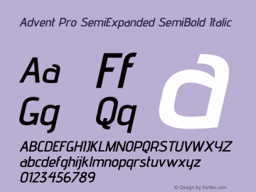 Advent Pro SemiExpanded SemiBold Italic Version 3.000图片样张