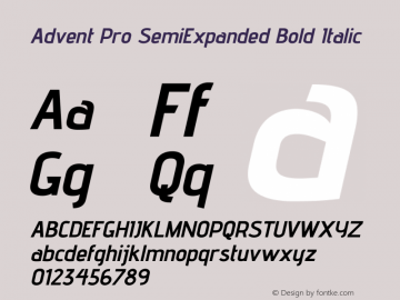 Advent Pro SemiExpanded Bold Italic Version 3.000图片样张