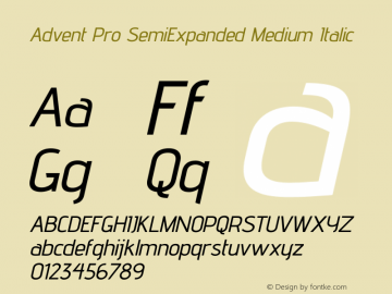 Advent Pro SemiExpanded Medium Italic Version 3.000图片样张