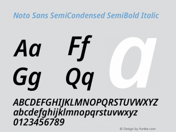 Noto Sans SemiCondensed SemiBold Italic Version 2.013图片样张