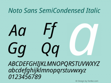Noto Sans SemiCondensed Italic Version 2.013图片样张
