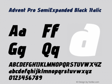 Advent Pro SemiExpanded Black Italic Version 3.000图片样张