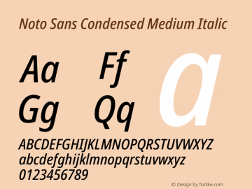 Noto Sans Condensed Medium Italic Version 2.013图片样张