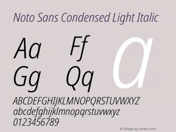 Noto Sans Condensed Light Italic Version 2.013图片样张