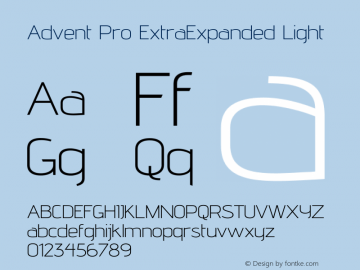 Advent Pro ExtraExpanded Light Version 3.000图片样张