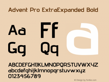 Advent Pro ExtraExpanded Bold Version 3.000图片样张