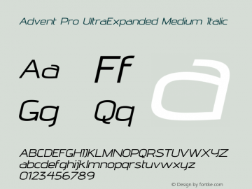 Advent Pro UltraExpanded Medium Italic Version 3.000图片样张