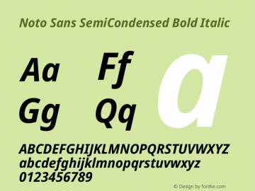 Noto Sans SemiCondensed Bold Italic Version 2.013图片样张