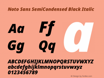 Noto Sans SemiCondensed Black Italic Version 2.013图片样张