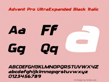 Advent Pro UltraExpanded Black Italic Version 3.000图片样张