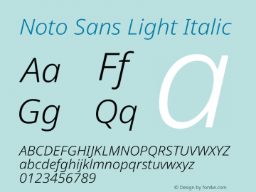Noto Sans Light Italic Version 2.013图片样张