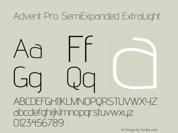 Advent Pro SemiExpanded ExtraLight Version 3.000图片样张