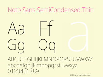 Noto Sans SemiCondensed Thin Version 2.013图片样张