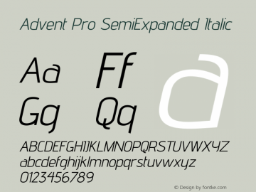 Advent Pro SemiExpanded Italic Version 3.000图片样张