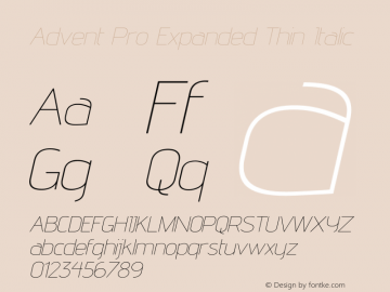 Advent Pro Expanded Thin Italic Version 3.000图片样张