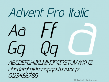 Advent Pro Italic Version 3.000图片样张