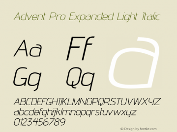 Advent Pro Expanded Light Italic Version 3.000图片样张