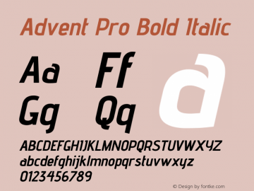 Advent Pro Bold Italic Version 3.000图片样张