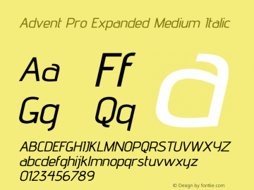 Advent Pro Expanded Medium Italic Version 3.000图片样张