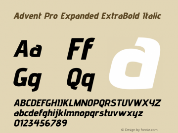 Advent Pro Expanded ExtraBold Italic Version 3.000图片样张