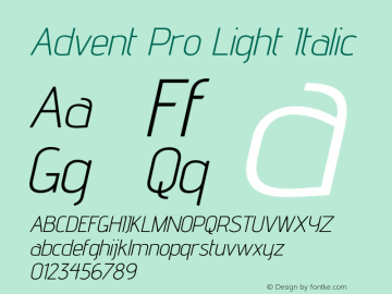 Advent Pro Light Italic Version 3.000图片样张