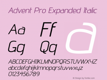 Advent Pro Expanded Italic Version 3.000图片样张
