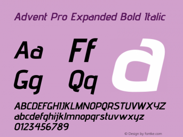 Advent Pro Expanded Bold Italic Version 3.000图片样张