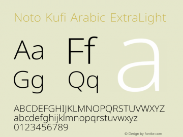 Noto Kufi Arabic ExtraLight Version 2.109图片样张